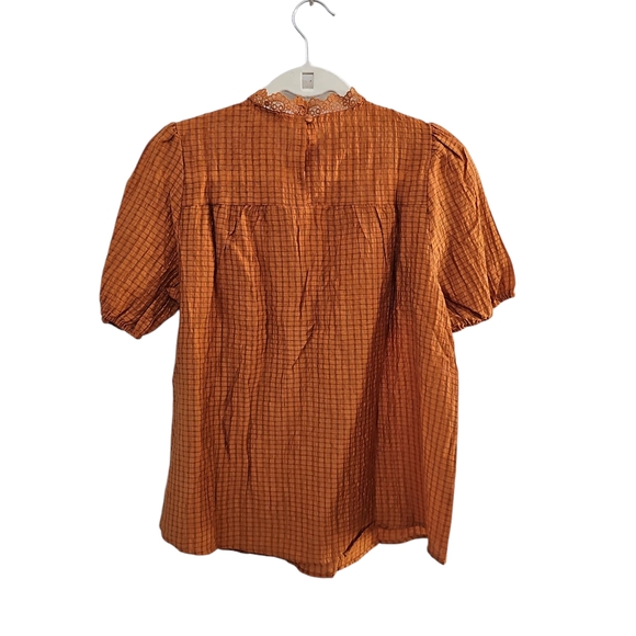 Anthropologie Rust Blouse with Lace Detail - Picture 3 of 5